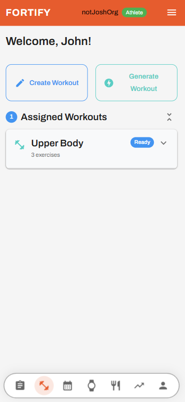 Workouts screen