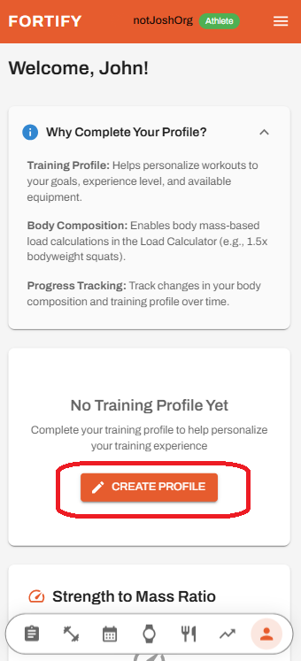 Profile creation form