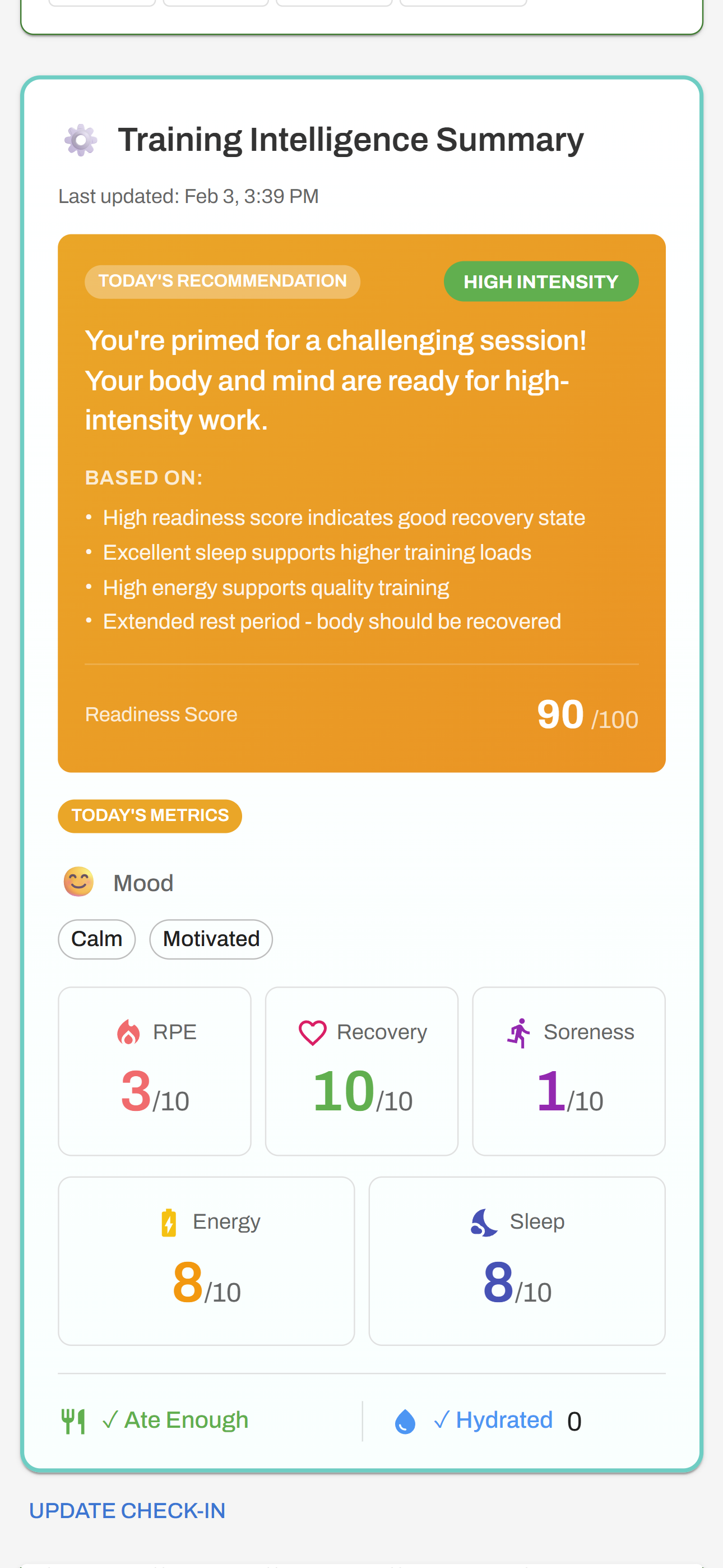 Fortify athlete training intelligence