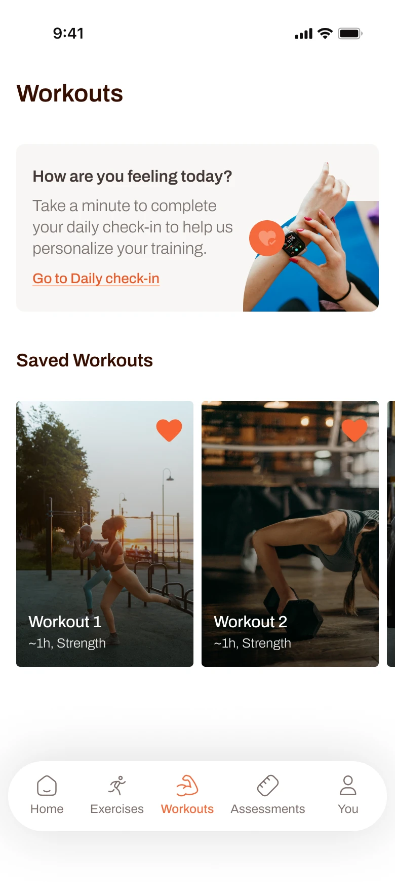 Fortify workouts screen